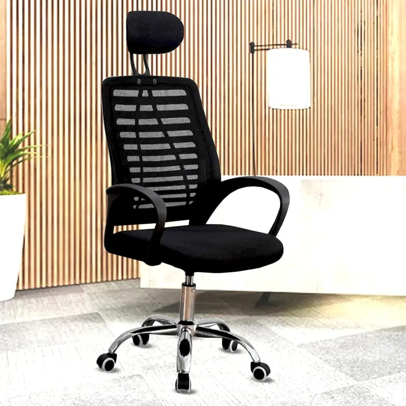 [HDFC CC OFFER] Casa Copenhagen,Mesh Office Desk,Rocking, Ergonomic Computer Chair Adjustable High with Headrest and Comfortable Armrest Swivel Chair – Dark Black & Rs. 2835