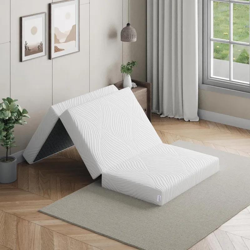 [HDFC CC] Springwel Tri-fold Portable Mattress | Lightweight & Compact | Use for Extra Bedding, Travel and Lounging | Anti-Skid Base | Machine Washable Cover | Rs. 3024