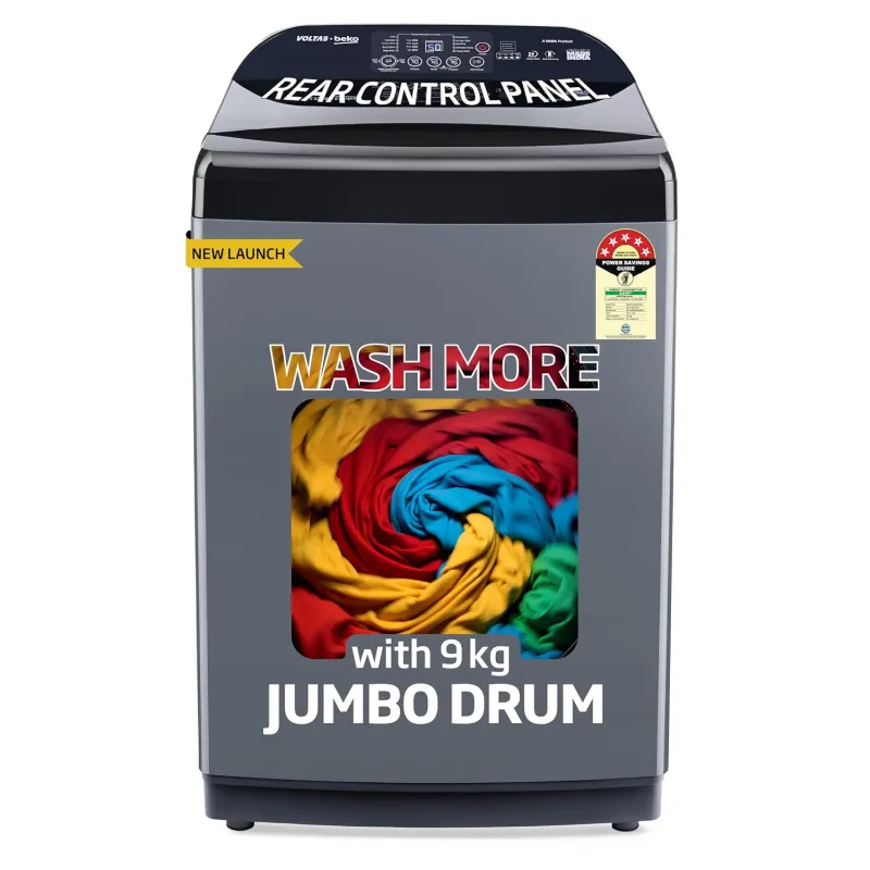 [HDFC CC] Voltas Beko, A Tata Product 9 Kg 5 Star Fully-Automatic Top Loading Washing Machine (WTL9006UEA / OBS1060, Grey, Double Waterfall Technology) Rs. 17040