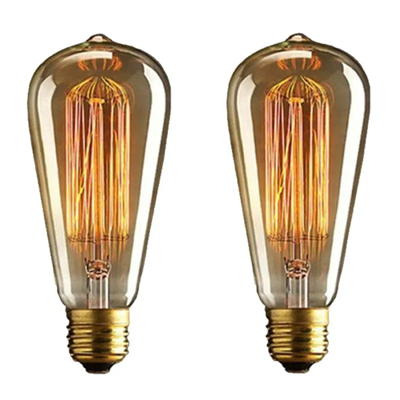 Homesake Pear Shape Edison Tungsten Squirrel Cage Filament Vintage Antique Light Bulb E27 ST64, Set of 2 Rs. 169
