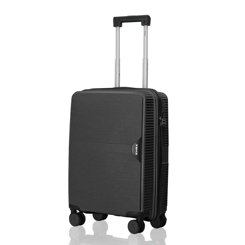 HRX Parabola Cabin Size Haileys Black Polypropylene Hard Shell Suitcase – Premium Travel Trolley Bag with 8 Spinner Wheels, Number Lock & Water Rs. 999