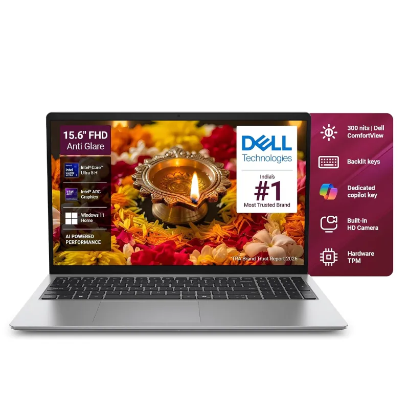 [ICICI / AXIS CC EMI] Dell 15 AI Powered Laptop, Intel® Core™ Ultra 5 225H Processor, 8GB DDR5 RAM, 512GB SSD, 15.6″ FHD Anti-Glare Display, Backlit Keyboard + Dedicated Rs. 70740