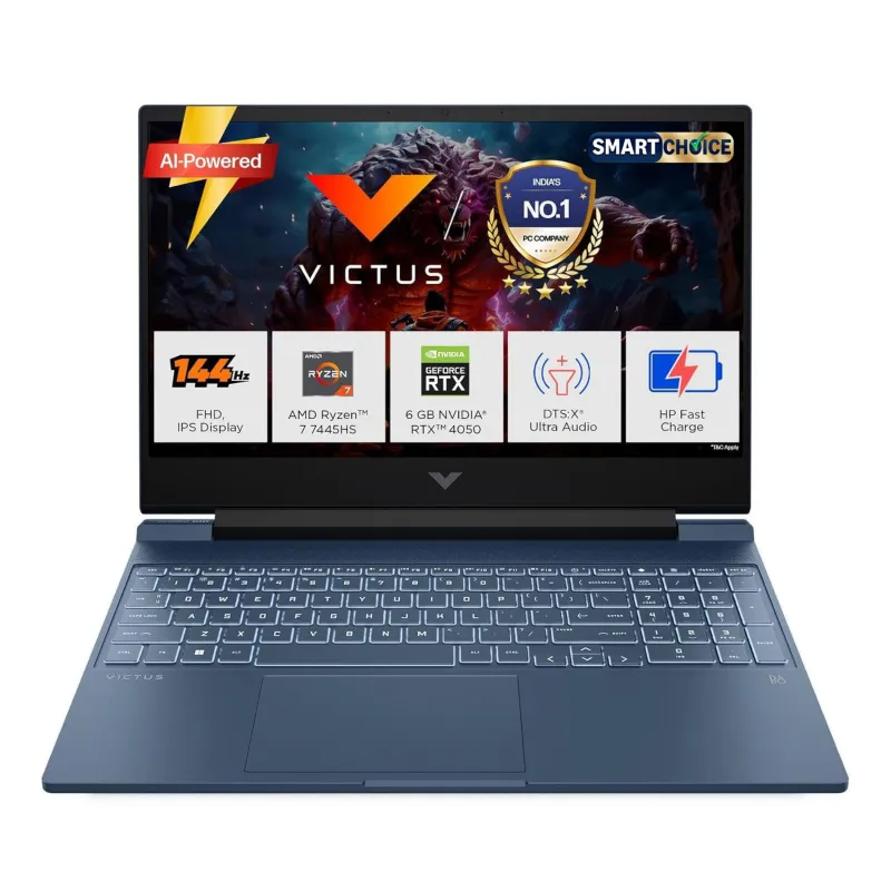 [ICICI / AXIS CC EMI] HP Victus Smartchoice, AMD Ryzen 7 7445HS, 6GB RTX 4050, 16GB DDR5(Upgradeable) 512GB SSD, 144Hz, IPS, 300 nits, 15.6”/39.6cm, Win11, Office24, Rs. 129240