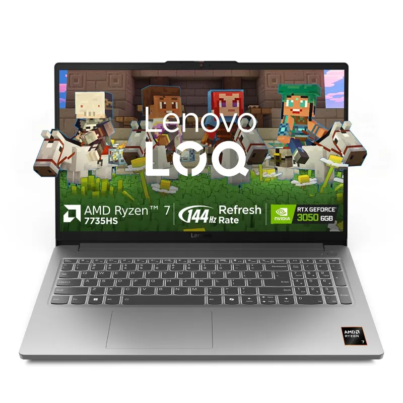 [ICICI / AXIS CC EMI] Lenovo LOQ Essential AMD Ryzen 7 7735HS | NVIDIA RTX 3050 6GB (16GB RAM/512GB SSD/144Hz Refresh Rate/15.6″ (39.6cm)/Windows 11/Office Home 2024/3 Rs. 92740