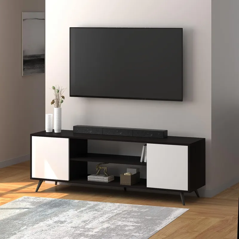 [ICICI CC] Callas Engineered Wood TV Entertainment Unit for Living Room | Modern TV Cabinet with Shelves & Storage | Set Top Box Stand & Display Unit (Black, Rs. 2700