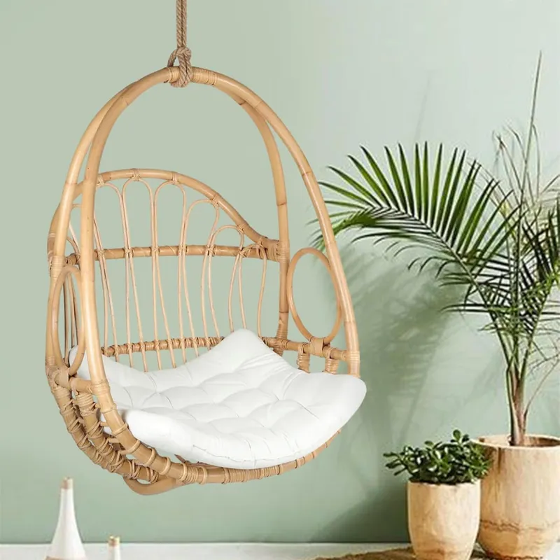 [ICICI CC] Habere India-All The Cultures Fabricating India Cane Swing Chair | Cane Hanging Chair | Indoor Bamboo Swing Chair | Bamboo Hammock Swing (W:75 x D:62 Rs. 5133