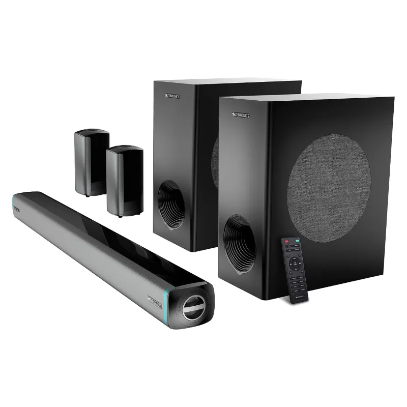 [ICICI CC] ZEBRONICS Juke bar 9550 pro 5.2 Soundbar (625 Watts), Dolby Audio, Dual Wireless Subwoofer & Wired Satellite, BT v5.3, HDMI ARC, Optical, Powerful Rs. 8999