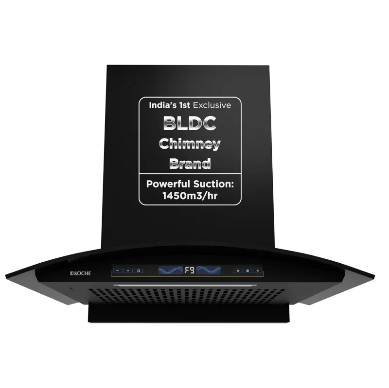 [ICICI NC EMI] KOCHE ENZO 60 cm BLDC Kitchen Chimney Autoclean Filterless with FREE Duct Pipe | 1450 cmh Suction | Gesture + Touch Control | 12 Yrs Motor & 2 Yrs Rs. 11529