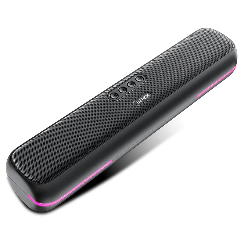 Intex Beast 20X Newly Launched 20W BT Soundbar with 360° Surround Sound, Rhythmic RGB Light, 52mm×4 Drivers, 5hrs Playback Time, TWS Feature, Type C