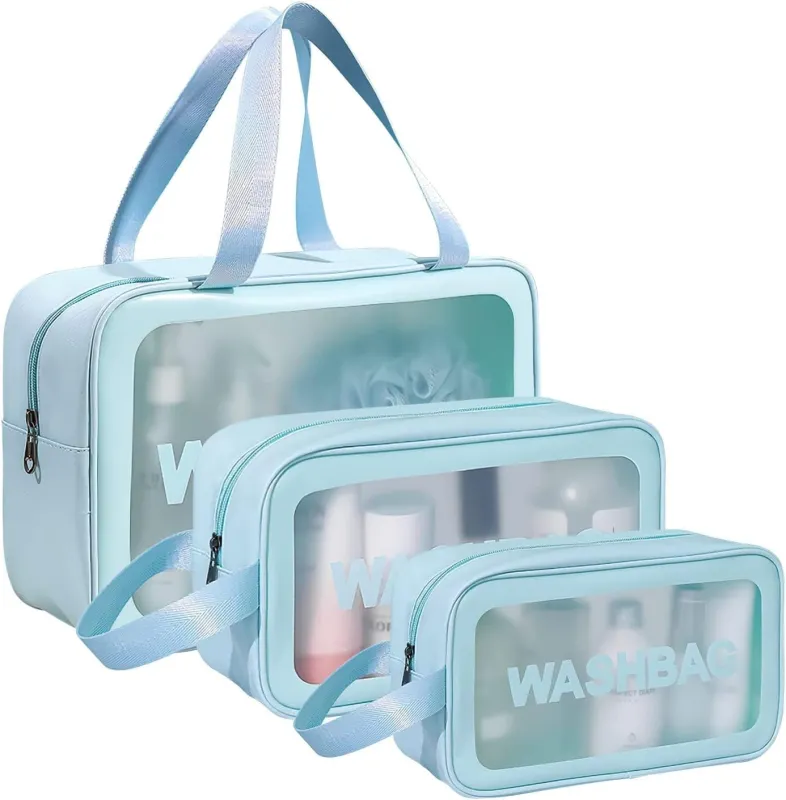 KUKLAR Wash Bag Pouch for Travel Kit Toiletry Bag Cosmetic Bag Make Up Box for Brushes Accessories with Handle Large Capacity Translucent Waterproof Rs. 139