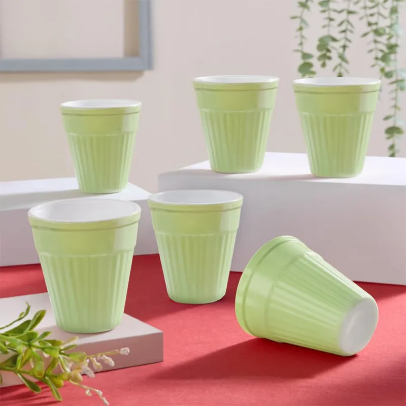 Larah by BOROSIL 200ml 6pc Soft Green Tea/Coffee Opalware Kulhad Set | Microwave & Dishwasher Safe | Bone-Ash Free | Crockery Set Ideal for Daily Use Rs. 386