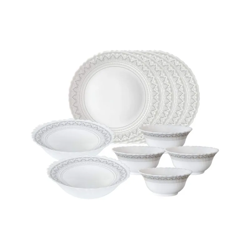 Larah by Borosil Classic Opalware Dinner Set, 10 -Piece, White Rs. 679