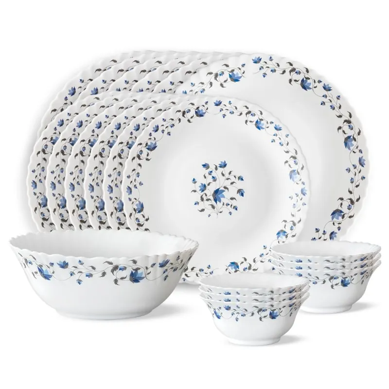 Larah by Borosil Helena Opalware Dinner Set, 19-Pieces, White Rs. 1101
