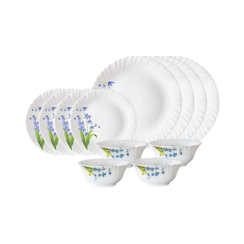 Larah by Borosil Lavender Opalware Dinner Set, 12 Pieces, White Rs. 766