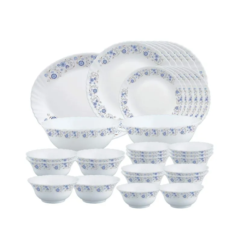 Larah by Borosil Mist Opalware Dinner Set, 33-Pieces, White Rs. 1677
