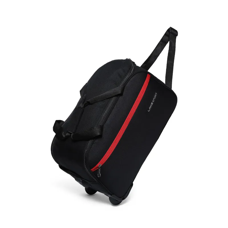 Lavie Sport Polyester Lino M Cabin Size 53 Cms Duffle Wheeler Bag | 2 Wheel Duffle Bag | Duffle Bag With Adjustable Handle, 24 cm, Black Rs. 489