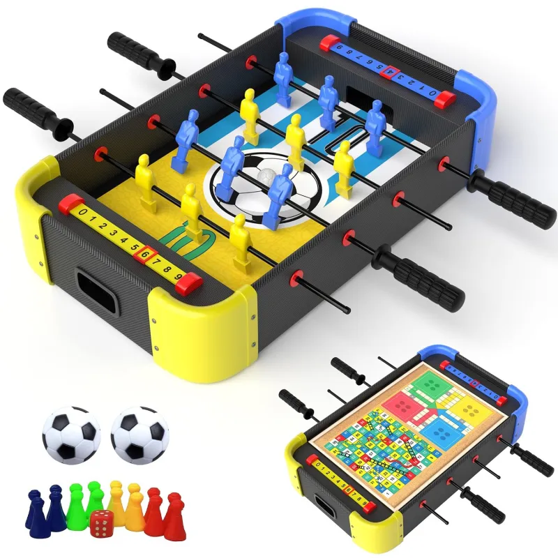 Lifelong Foosball Table Game with Ludo & Snakes & Ladders, 4 Players, 53 cm × 32 cm × 10.5 cm, Compact Wooden Design for Kids & Adults