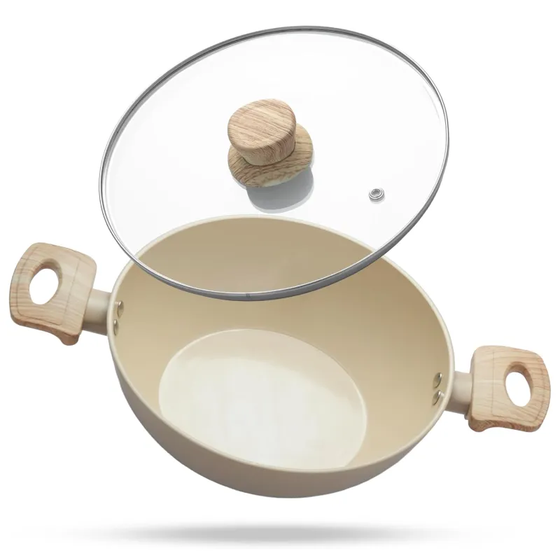Lifelong Forged Kadhai 24cm Ceramic Coated Beige Non-Stick Kadhai with Glass Lid, Gas & Induction Compatible, Perfect for Cooking, Searing & Stewing Rs. 1199