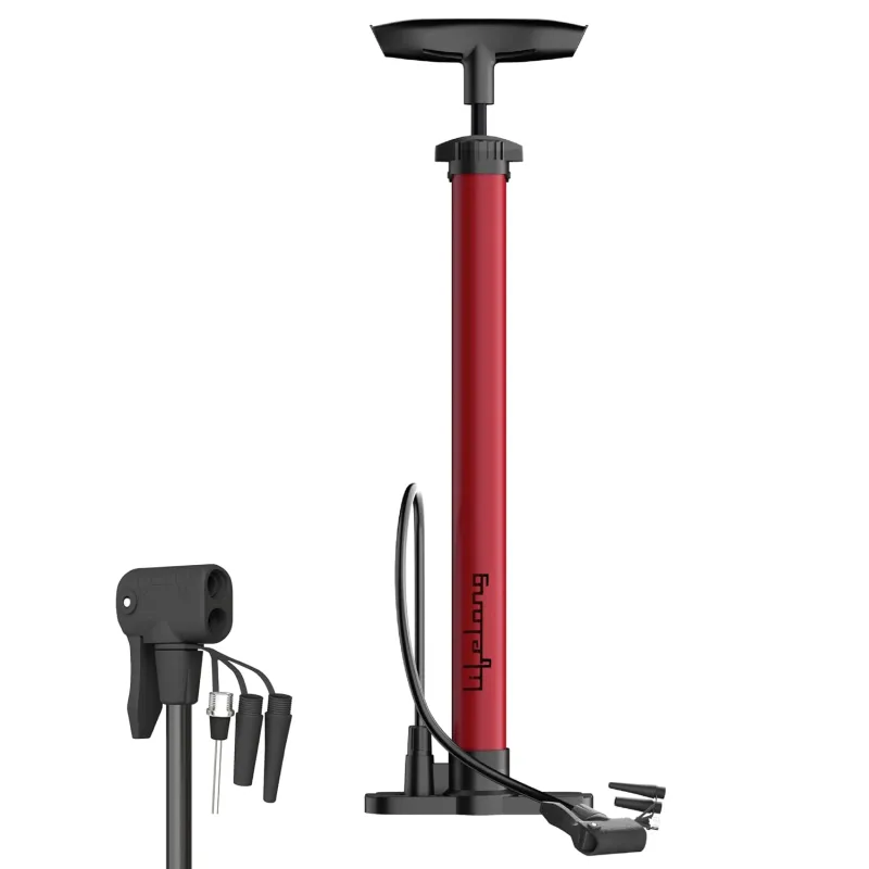 Lifelong Portable High Pressure Bicycle Air Pump | Hand Air Pump to Upto120 PSI | Durable Metal Body with Foldable Base |Red Rs. 299
