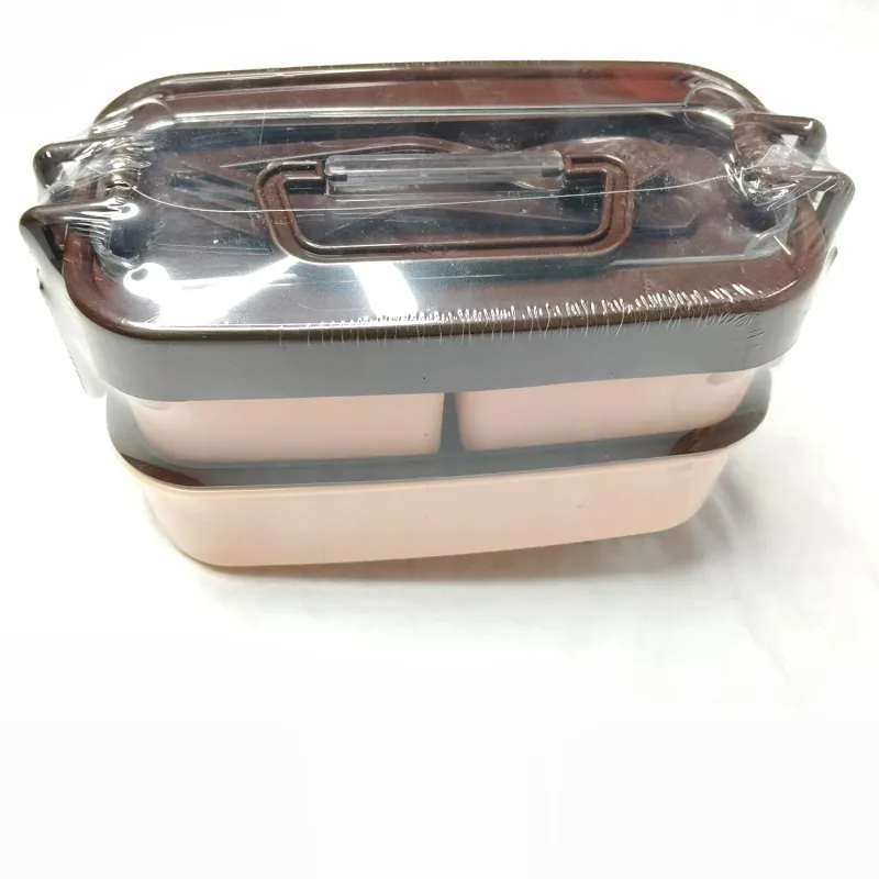 Lunch Box with 3 Compartments, Wheat Straw Material, BPA-Free, 900ml Capacity, with Spoon and Fork, for School and Office Rs. 299
