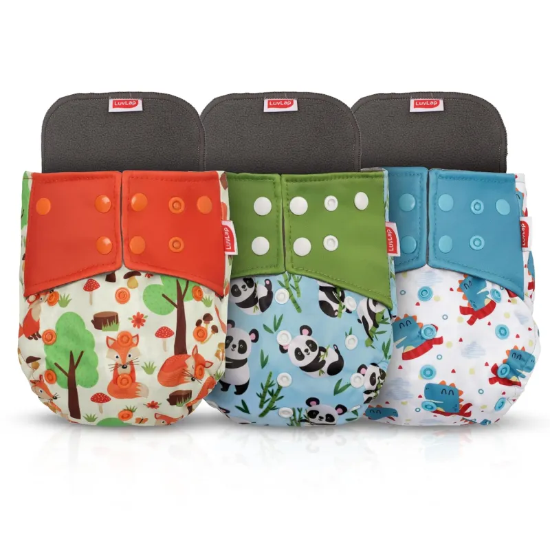 LuvLap Reusable Baby Cloth Diapers Combo Pack of 3 (3 Shell + 3 Pads) Double Leak Guard, High Absorption, Stain-Proof Comfort & Protection, 3m+, Rash Rs. 529
