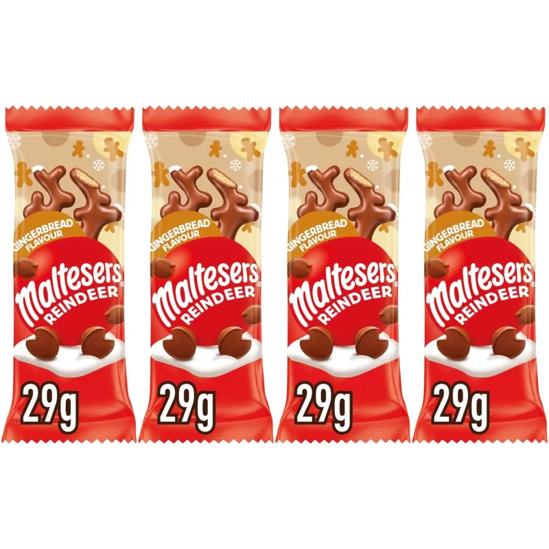 Maltesers Reindeer Gingerbread Flavour Chocolate (4x29g) By Cougar | Eid Day Special Festive Chocolate Bar | Creamy Milk Chocolate with Gingerbread Rs. 299