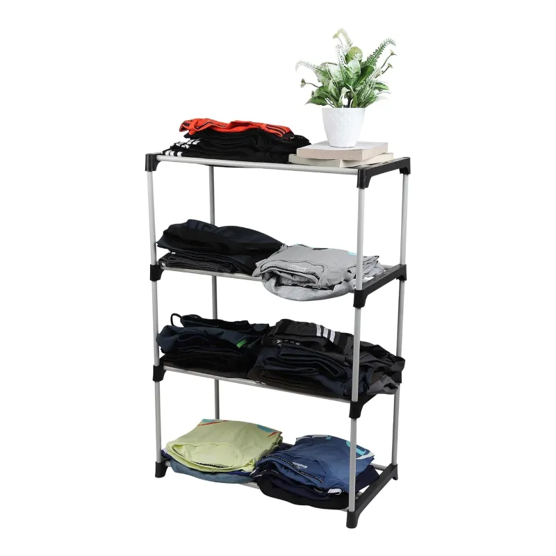 Metal Premium Heavy Duty 4 Layer Cloth Stand Wardrobe Storage Organizer Shelves For Clothes Rack |Home,Bedroom Organiser With 4 Layer-Black (4 Tier) Rs. 342
