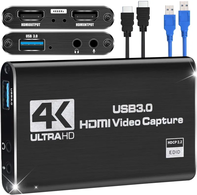 Microware Game Capture Card, 4K USB 3.0 HDMI Video Capture Card with Loop-Out 1080P 60FPS Live Streaming Game Recorder Device (HDMI Cable Not Rs. 981