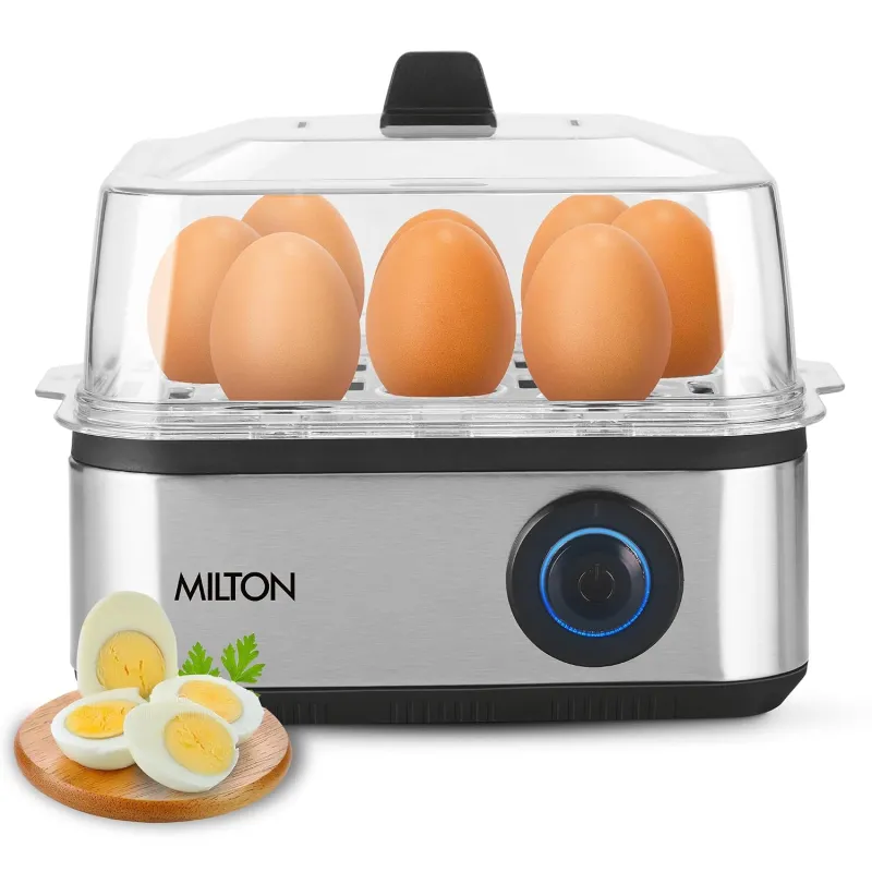 Milton 2-in-1 Egg Boiler & Poacher | Boils 8 Eggs, Poaches 4 Eggs | 3 Egg Boiling Types Hard, Soft, Medium | Steam Vegetables | Auto Cut Off | Rs. 1099
