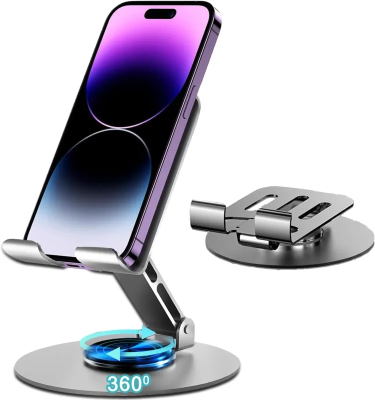 Mobile Stand & Tablet Stand with 360° Rotatable & Foldable Tabletop Phone Holder | Metalic Round Base Phone Stand Compatible with All Smartphones Rs. 146