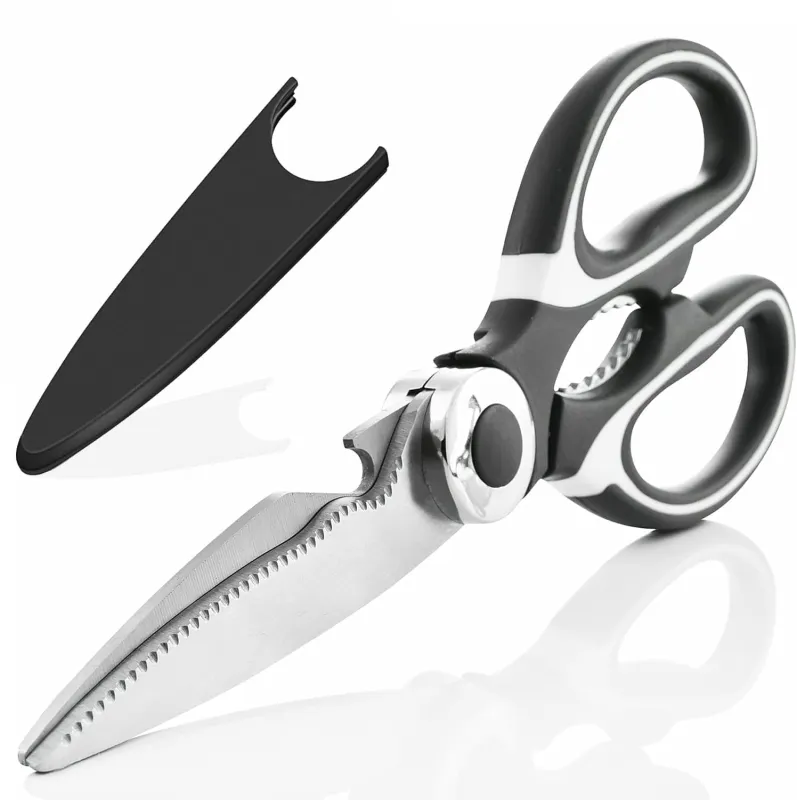 Multi Purpose Kitchen Scissors with Cover,food scissors,Premium Stainless Steel Solid Kitchen Shears for Meat,Seafood,Chicken,Vegetables,Herbs,Bottle