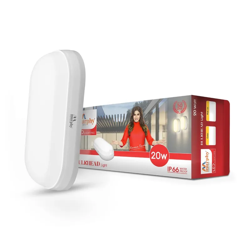 Murphy 20W LED Oval Shape Bulkhead Wall Lamp | IP66 Waterproof Outdoor Light for Gardens, Porches & Bathrooms | Cool White, Pack of 1 | 2-Year Rs. 276