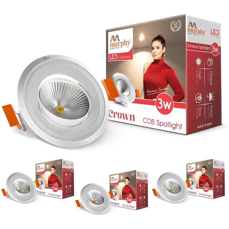 Murphy 7W Crown LED Spot Round Panel Conceal Box Down Light(Pack of 4, Cool White) Rs. 590