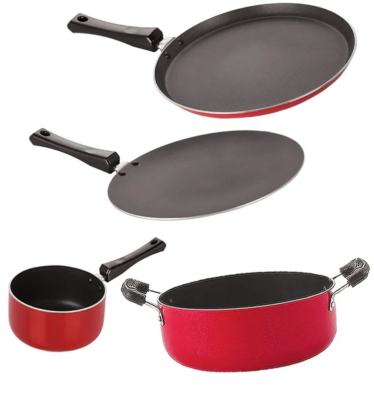 Nirlon Non Stick Cooking Pan and Pot Utensils Gift Kitchen Set of 4 Pieces (FT13_CT12_SP(M)_CS24) Rs. 1358