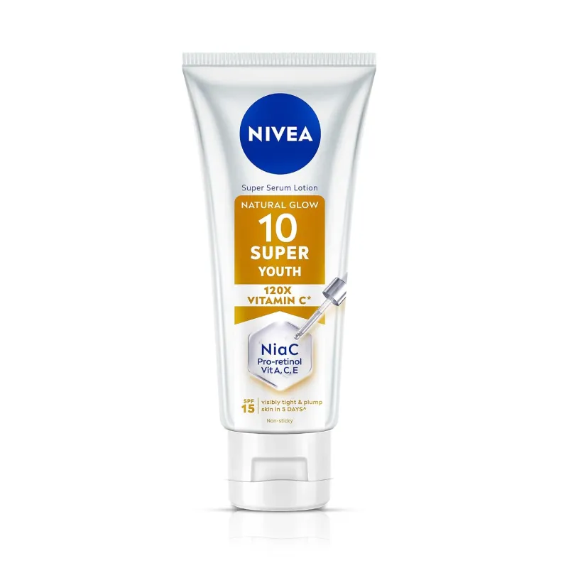 NIVEA Super 10 Youth Body Serum Lotion 170ml | Niacinamide Retinol 120X Vitamin C Body Lotion SPF15 Daily Sunscreen | Skin Tightening, Lightweight, Rs. 143