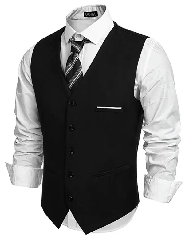 OORA Men’s Viscose V-Shape Tuxedo Style Waist Coat Slim Fit Latest V Neck Half Slim Jacket Formal Casual Stylish Coat for Wedding Party Office Wear Rs. 999