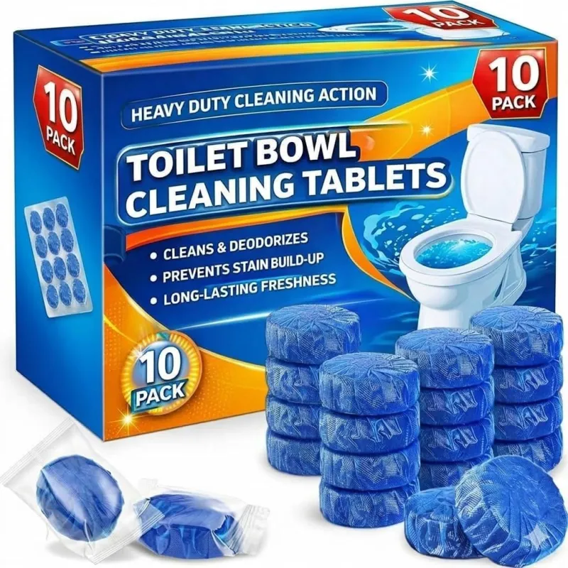 Pack of 10 Automatic Flush Toilet Bowl Cleaner Tablets, Bathroom Toilet Tank Cleaner, Powerful Cleaning Ball Toilet Blue Deep Clean Bubbles, Mild Rs. 46