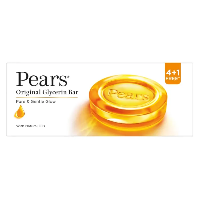 [Apply 10% Coupon] Pears Pure & Gentle Moisturising Bathing Bar Soap with Glycerine For Golden Glow 125g (Pack of 5) Rs.215