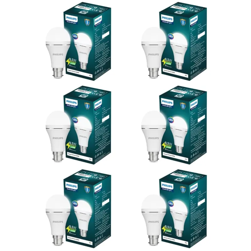 Philips 8.5W Emergency LED Bulb | Stellar Bright B22 Inverter LED Bulb for Power Cuts | Crystal White, Pack of 6 Rs. 1179 Philips 8.5W Emergency LED Bulb | Stellar Bright B22 Inverter LED Bulb for Power Cuts | Crystal White, Pack of 6 Rs. 1179
