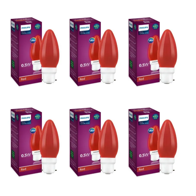 Philips LED Deco Red 0.5W Glass Candle (Pack of 6) Rs. 343