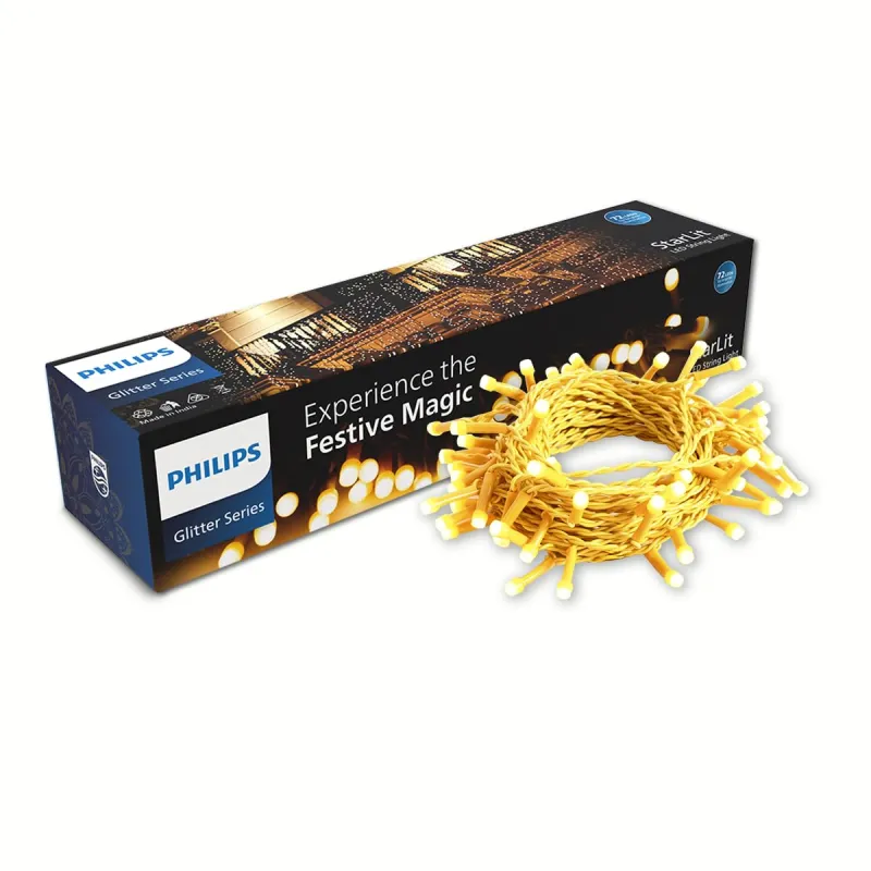 PHILIPS Starlit 12 Meter 72 LEDs String Light for Decoration | Festival LED String Light for Home Decoration| Warm White, Pack of 1,Polycarbonate, for Diwali, Ganesh Chaturthi, Christmas Decoration Rs. 298