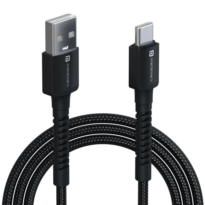 Portronics Konnect X USB to Type C Cable with 3A Output, Fast Charging & Data Transfer, Nylon Braided, Aluminium Alloy Shell, 1M Length compatible Rs. 129