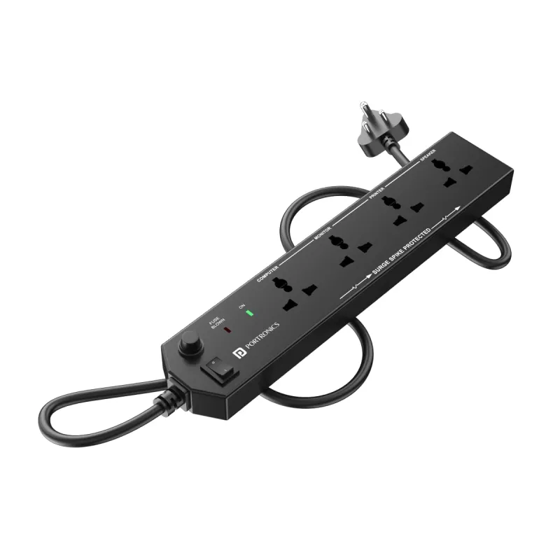 Portronics Power Plate 10 Extension Board with 4 Universal Sockets, 2 Meter Long Cord, 1500 Watts, 6 Amp Multi Plug for Office & Home Appliances Rs. 299