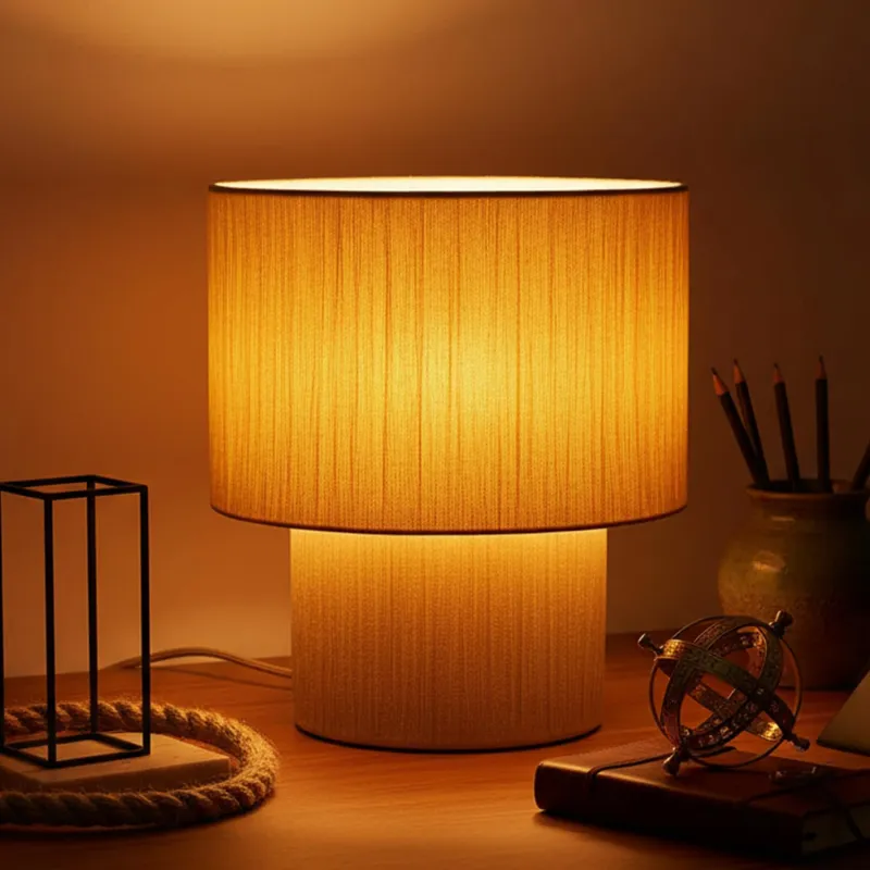PrettyKrafts Rafia & Metal Table Lamp (Bulb Not Included) | Rafia Lampshade with Sturdy Metal Base | Modern Decorative Bedside, Study & Living Room Rs. 1044