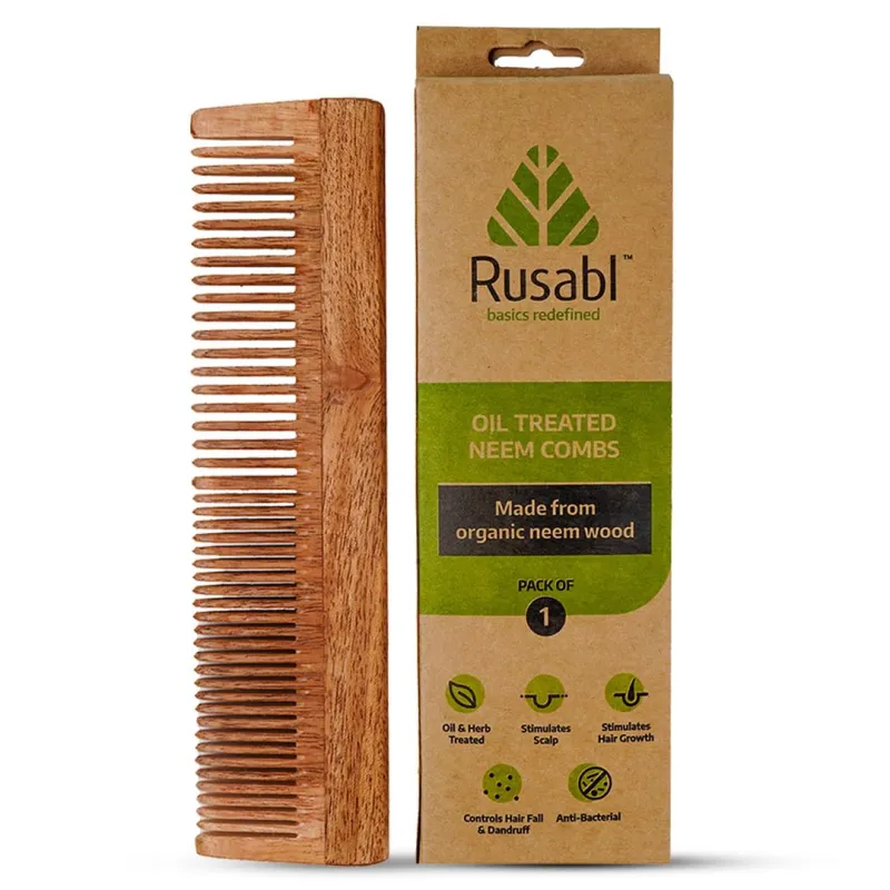 Rusabl Kacchi Neem Wooden Fine Tooth Comb For Men & Women for Detangling Rs. 99