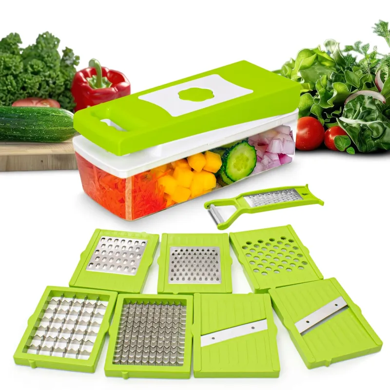 Rylan 9 in 1 Multipurpose Chopper, Fruits & Vegetable Cutters, Grater Peeler Chipser, Unbreakable Food Grade Body, Easy Push to Clean Button Slicer