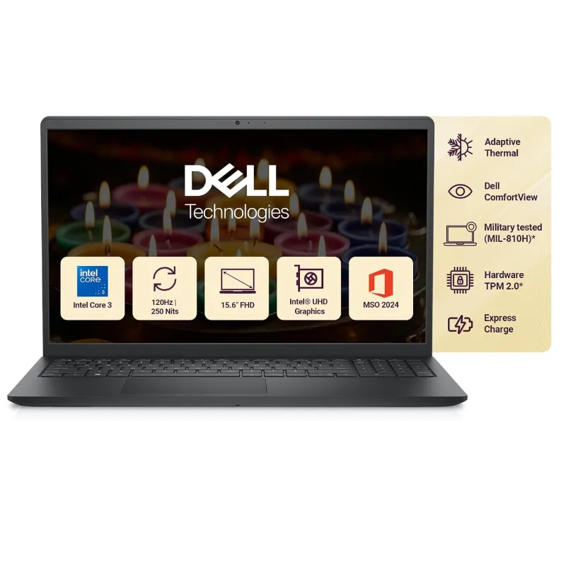 [SBI CC] Dell 15 (Previously Inspiron) Laptop, 14th Gen Intel Core i3/Core 3 100U Processor, 8GB DDR4, 512 SSD, 15.6″ FHD 120Hz IPS AG 250 nit Display, Win 11 Rs. 45740