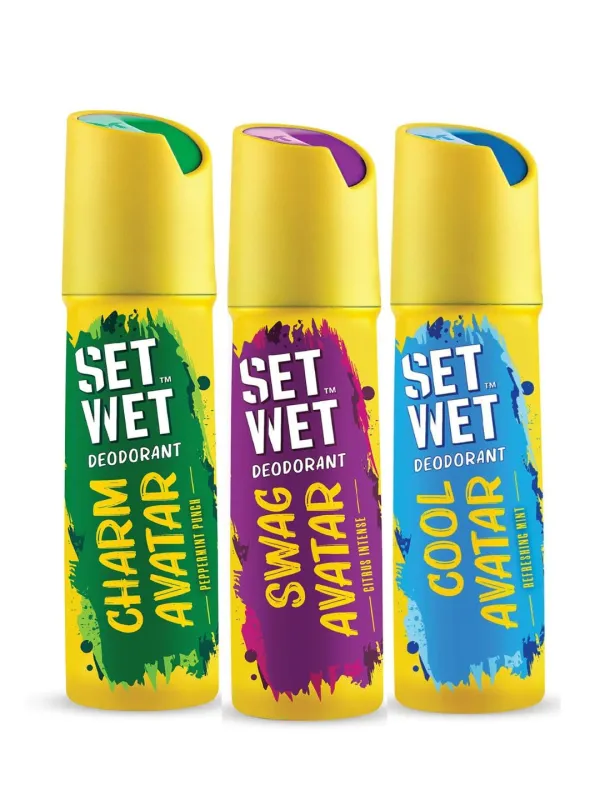Set Wet Cool, Charm & Swag Avatar Deodorant & Body Spray Perfume For Men,Pack of 3,180 ml Each Rs. 251