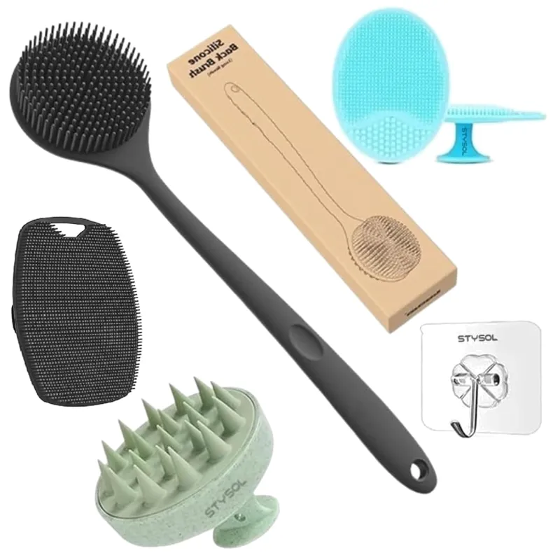 Silicone Exfoliating Body Scrubber Set – Back, Foot, Scalp, 4pc Rs. 163