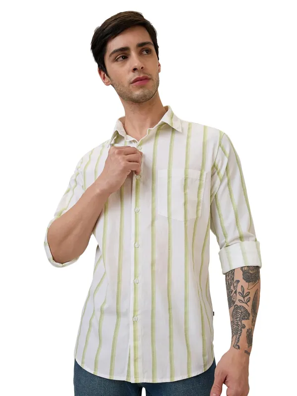 Spykar Men Slim Fit Green Striped Casual Shirt (Size: 3XL)-MSHST1BE246-Lint Green Rs. 742